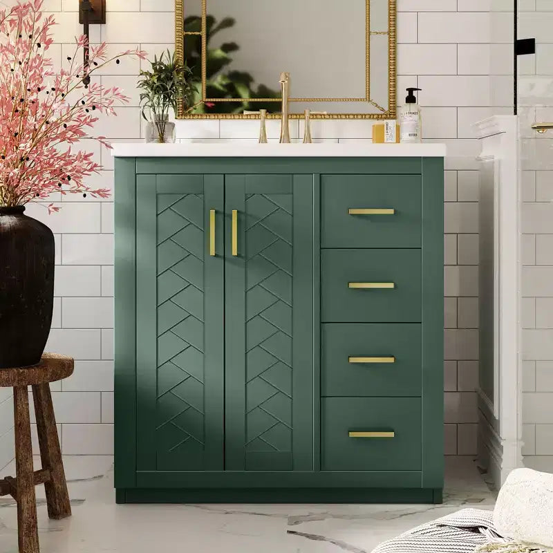 30 Bathroom Vanity with Sink, Bathroom Floor Cabinet with Drawers and Soft Closing Doors, Single Sink Bathroom Vanity