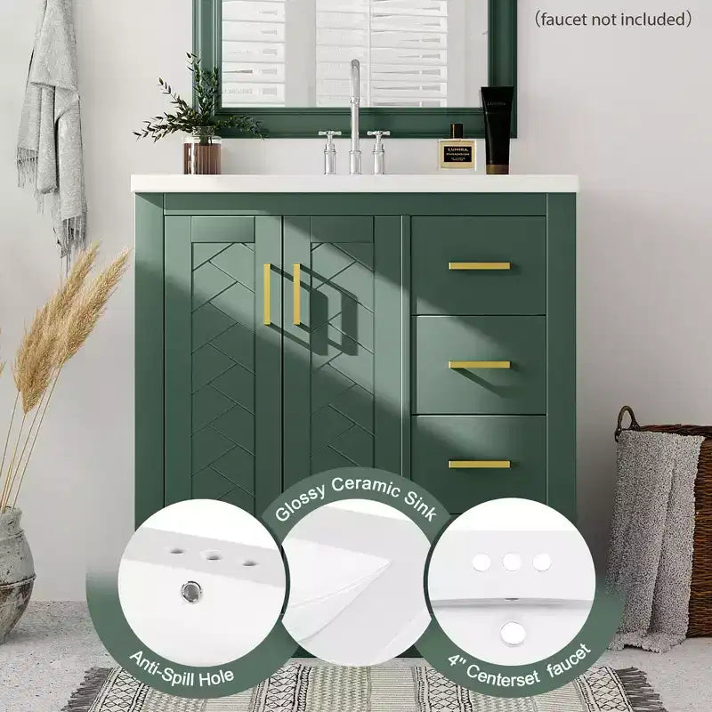 30 Bathroom Vanity with Sink, Bathroom Floor Cabinet with Drawers and Soft Closing Doors, Single Sink Bathroom Vanity