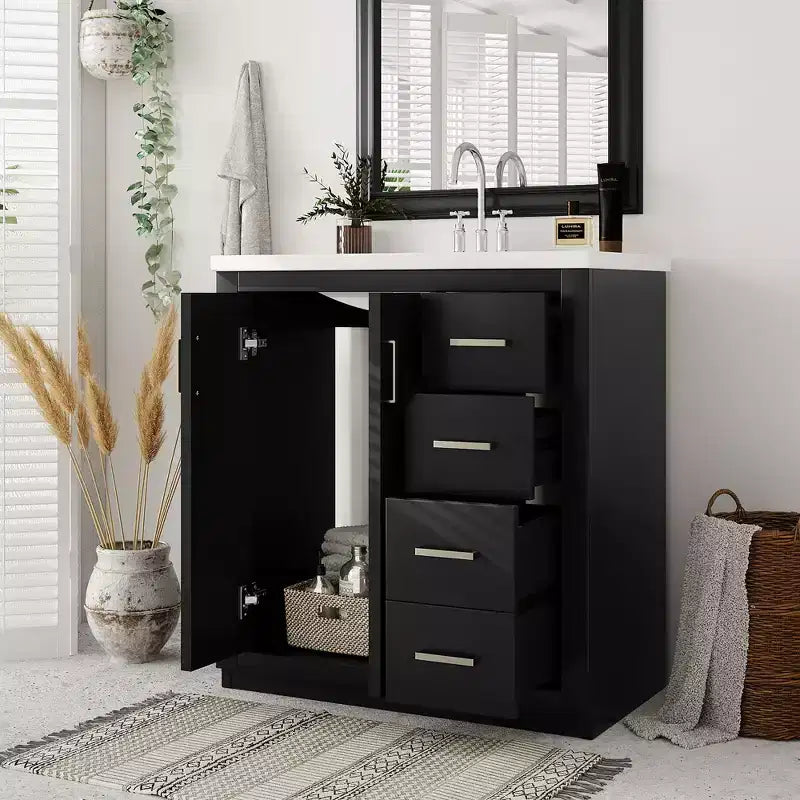 30 Bathroom Vanity with Sink, Bathroom Floor Cabinet with Drawers and Soft Closing Doors, Single Sink Bathroom Vanity