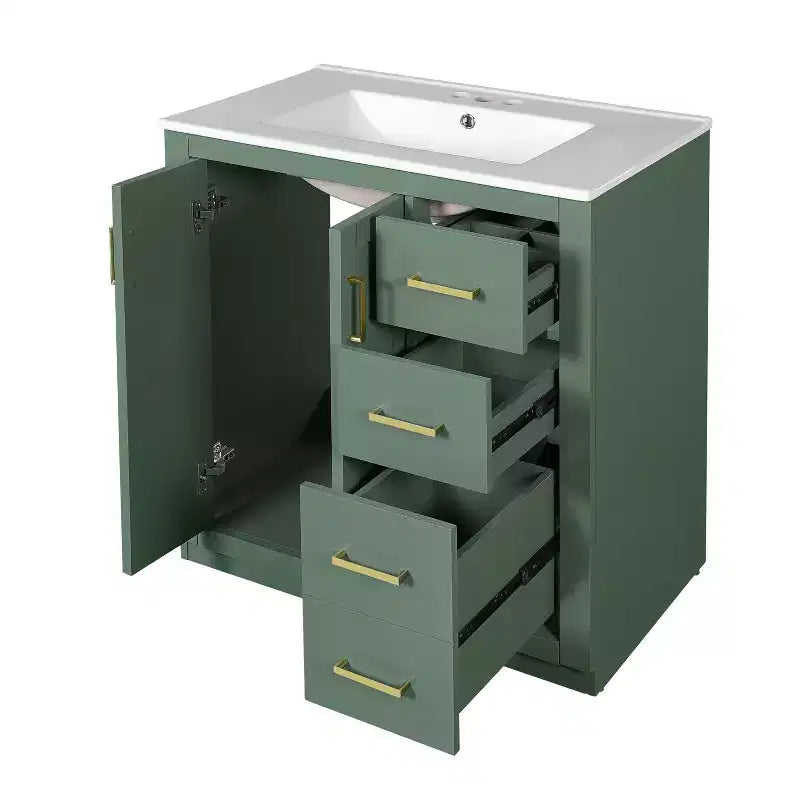 30 Bathroom Vanity with Sink, Bathroom Floor Cabinet with Drawers and Soft Closing Doors, Single Sink Bathroom Vanity