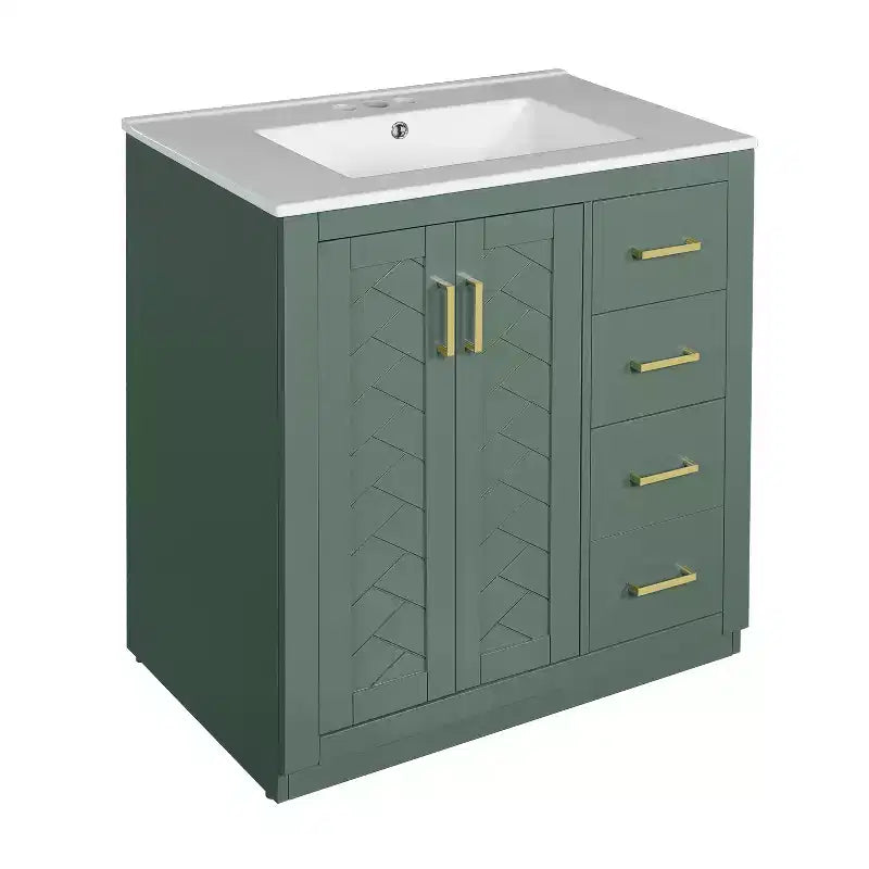 30 Bathroom Vanity with Sink, Bathroom Floor Cabinet with Drawers and Soft Closing Doors, Single Sink Bathroom Vanity