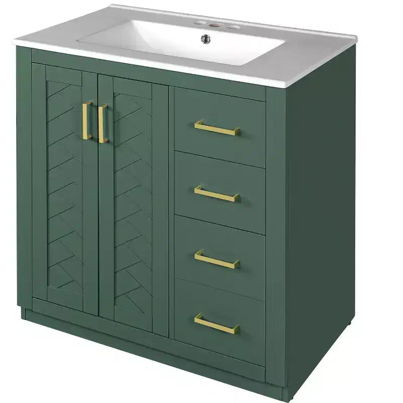 30 Bathroom Vanity with Sink, Bathroom Floor Cabinet with Drawers and Soft Closing Doors, Single Sink Bathroom Vanity