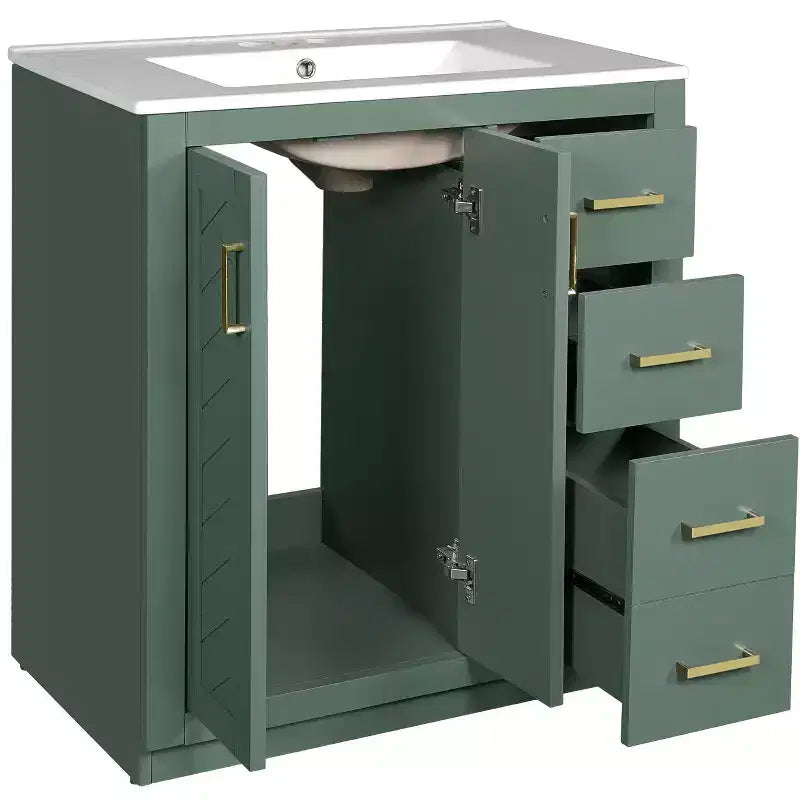 30 Bathroom Vanity with Sink, Bathroom Floor Cabinet with Drawers and Soft Closing Doors, Single Sink Bathroom Vanity