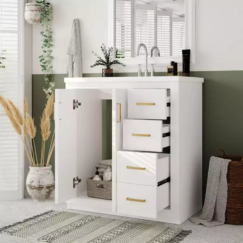 30 Bathroom Vanity with Sink, Bathroom Floor Cabinet with Drawers and Soft Closing Doors, Single Sink Bathroom Vanity