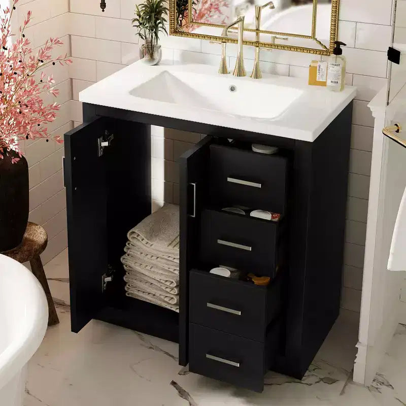 30 Bathroom Vanity with Sink, Bathroom Floor Cabinet with Drawers and Soft Closing Doors, Single Sink Bathroom Vanity