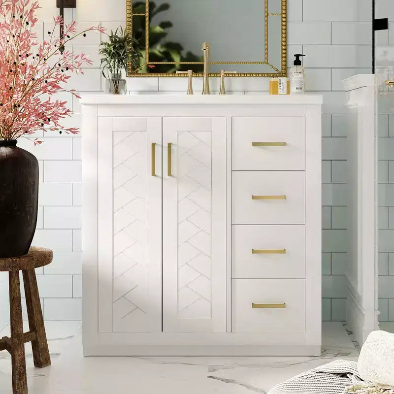 30 Bathroom Vanity with Sink, Bathroom Floor Cabinet with Drawers and Soft Closing Doors, Single Sink Bathroom Vanity