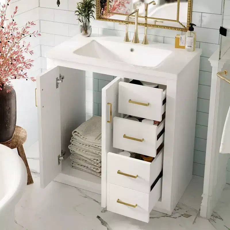 30 Bathroom Vanity with Sink, Bathroom Floor Cabinet with Drawers and Soft Closing Doors, Single Sink Bathroom Vanity