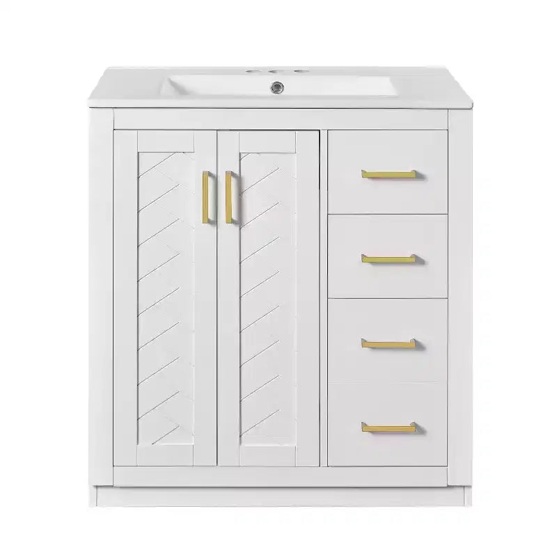 30 Bathroom Vanity with Sink, Bathroom Floor Cabinet with Drawers and Soft Closing Doors, Single Sink Bathroom Vanity