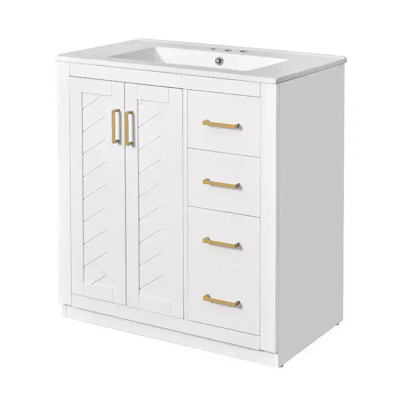 30 Bathroom Vanity with Sink, Bathroom Floor Cabinet with Drawers and Soft Closing Doors, Single Sink Bathroom Vanity