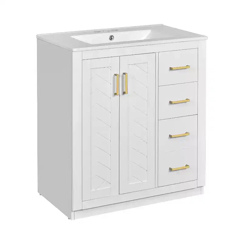 30 Bathroom Vanity with Sink, Bathroom Floor Cabinet with Drawers and Soft Closing Doors, Single Sink Bathroom Vanity