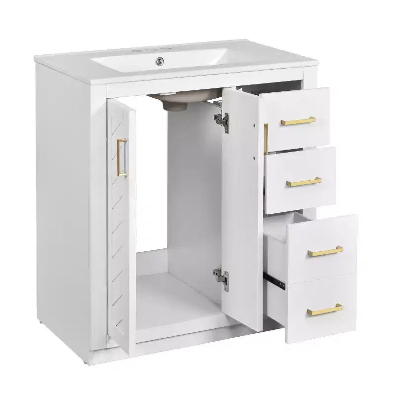30 Bathroom Vanity with Sink, Bathroom Floor Cabinet with Drawers and Soft Closing Doors, Single Sink Bathroom Vanity
