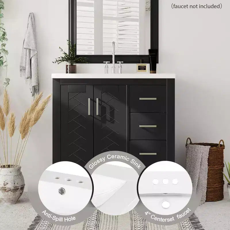 30 Bathroom Vanity with Sink, Bathroom Floor Cabinet with Drawers and Soft Closing Doors, Single Sink Bathroom Vanity