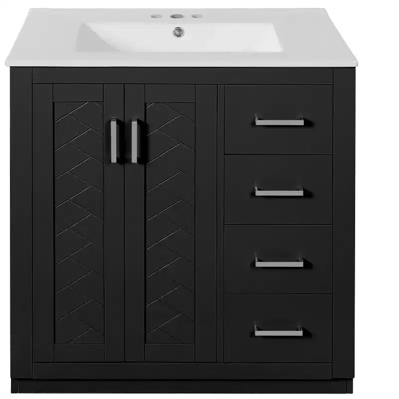 30 Bathroom Vanity with Sink, Bathroom Floor Cabinet with Drawers and Soft Closing Doors, Single Sink Bathroom Vanity