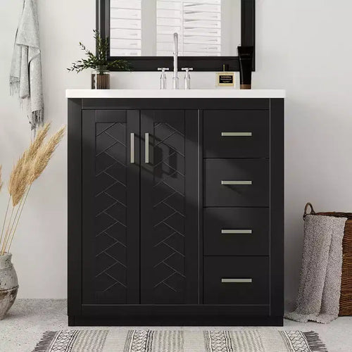 30 Bathroom Vanity with Sink, Bathroom Floor Cabinet with Drawers and Soft Closing Doors, Single Sink Bathroom Vanity