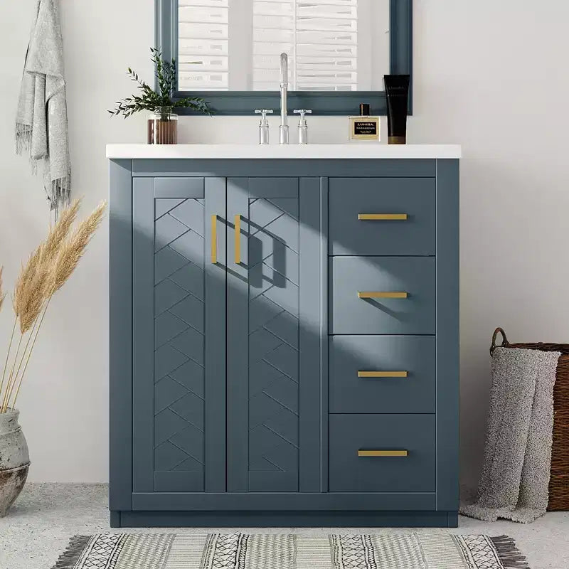 30 Bathroom Vanity with Sink, Bathroom Floor Cabinet with Drawers and Soft Closing Doors, Single Sink Bathroom Vanity