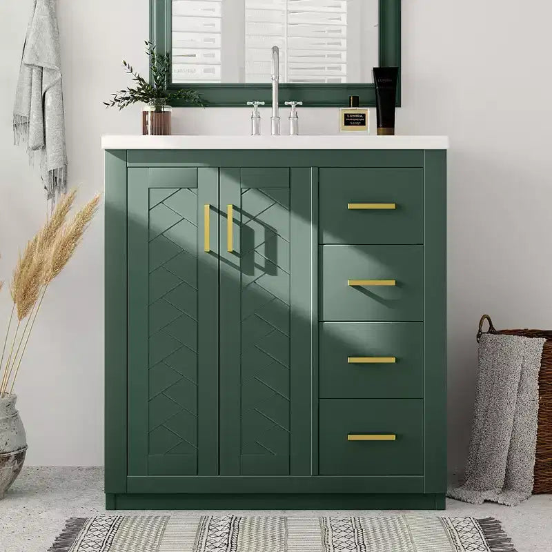 30 Bathroom Vanity with Sink, Bathroom Floor Cabinet with Drawers and Soft Closing Doors, Single Sink Bathroom Vanity