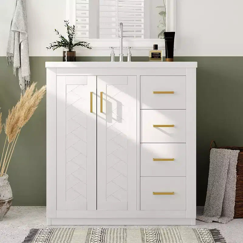 30 Bathroom Vanity with Sink, Bathroom Floor Cabinet with Drawers and Soft Closing Doors, Single Sink Bathroom Vanity