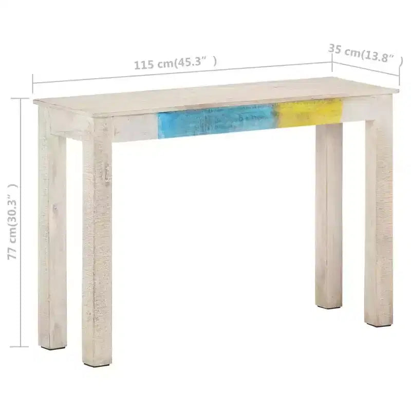 vidaXL Console Table White 45.3x13.8x30.3 Rough Mango Wood