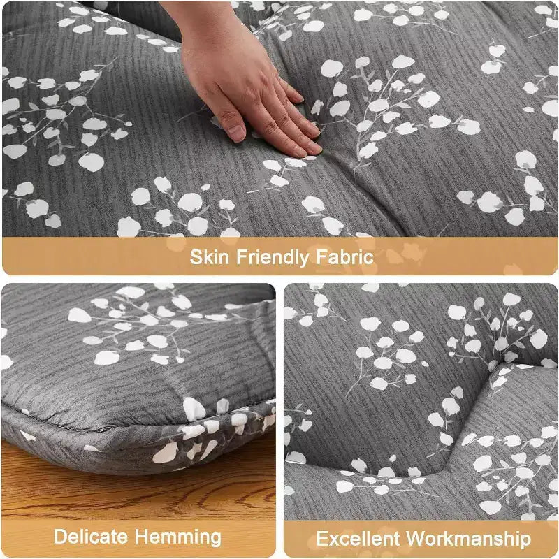 Japanese Futon Mattress, Futon Floor Mattress Japanese Style Floral Pattern Mattress for Floor, Tatami Mat, Sleeping Mattress Pad for Camping Travel