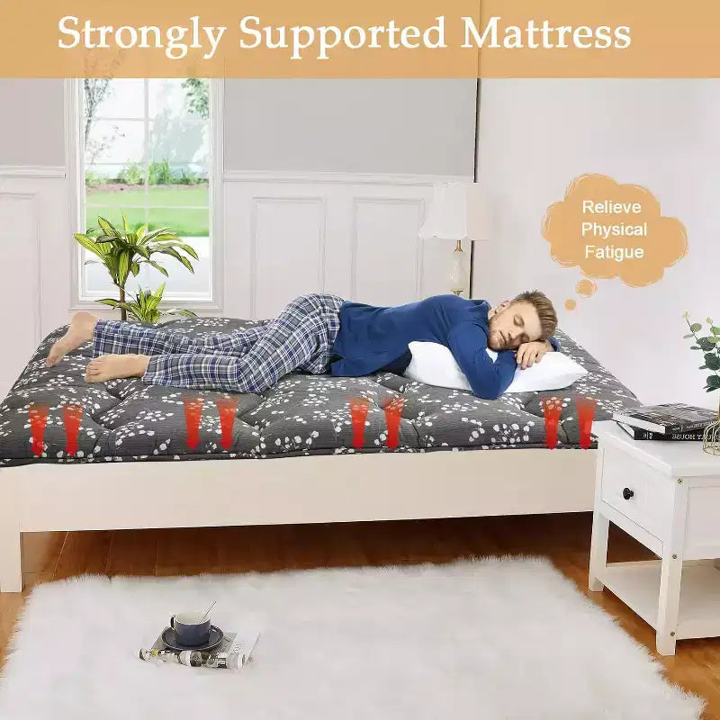 Japanese Futon Mattress, Futon Floor Mattress Japanese Style Floral Pattern Mattress for Floor, Tatami Mat, Sleeping Mattress Pad for Camping Travel