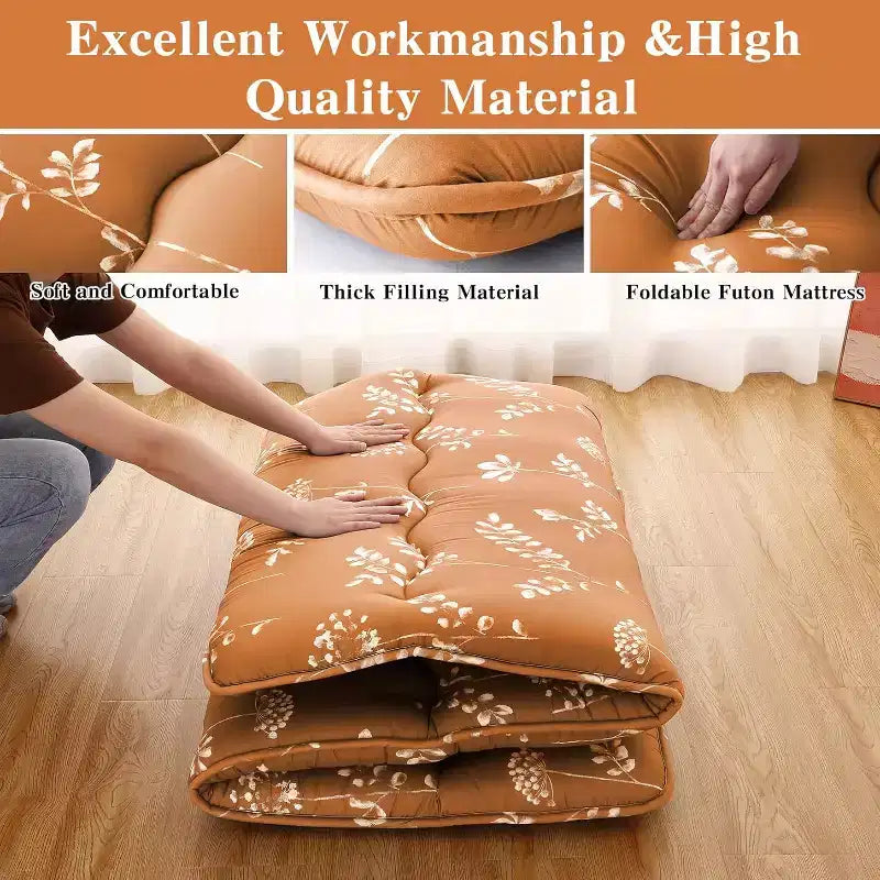 Japanese Futon Mattress, Futon Floor Mattress Japanese Style Floral Pattern Mattress for Floor, Tatami Mat, Sleeping Mattress Pad for Camping Travel