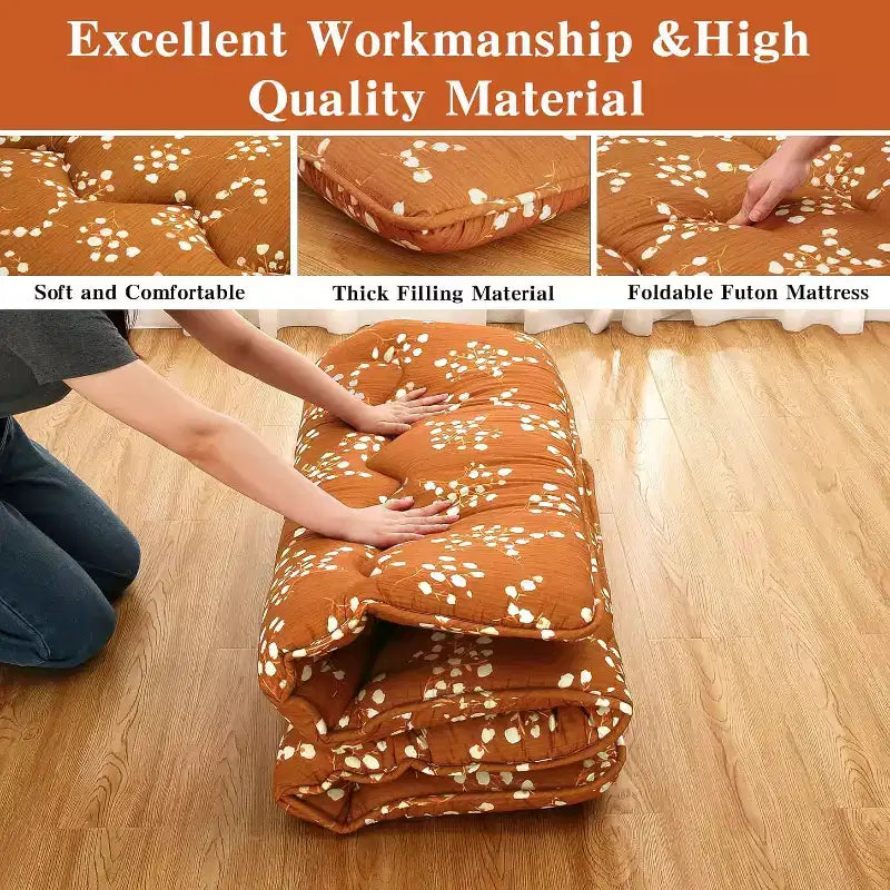 Japanese Futon Mattress, Futon Floor Mattress Japanese Style Floral Pattern Mattress for Floor, Tatami Mat, Sleeping Mattress Pad for Camping Travel