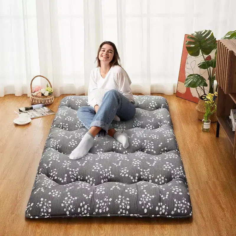 Japanese Futon Mattress, Futon Floor Mattress Japanese Style Floral Pattern Mattress for Floor, Tatami Mat, Sleeping Mattress Pad for Camping Travel