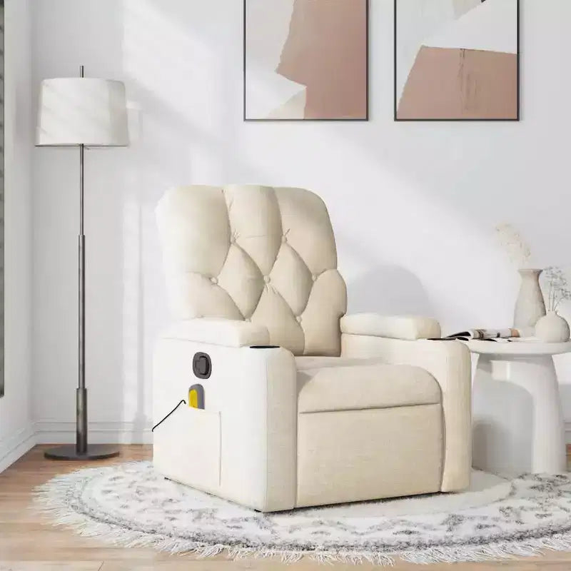vidaXL Massage Recliner Chair Light Gray Fabric