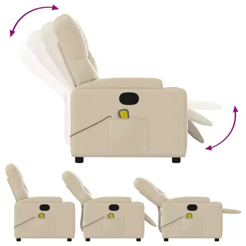 vidaXL Massage Recliner Chair Light Gray Fabric
