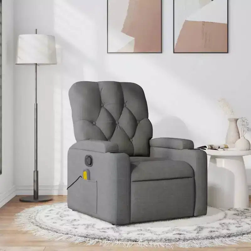 vidaXL Massage Recliner Chair Light Gray Fabric