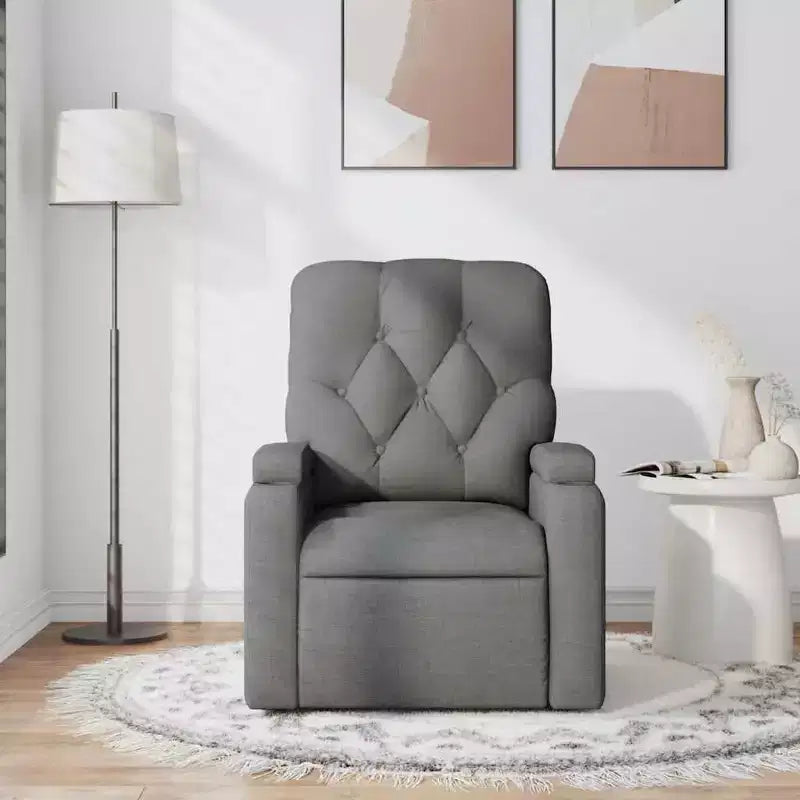 vidaXL Massage Recliner Chair Light Gray Fabric