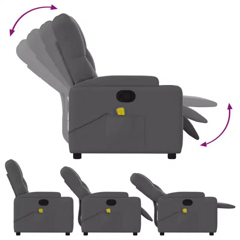 vidaXL Massage Recliner Chair Light Gray Fabric