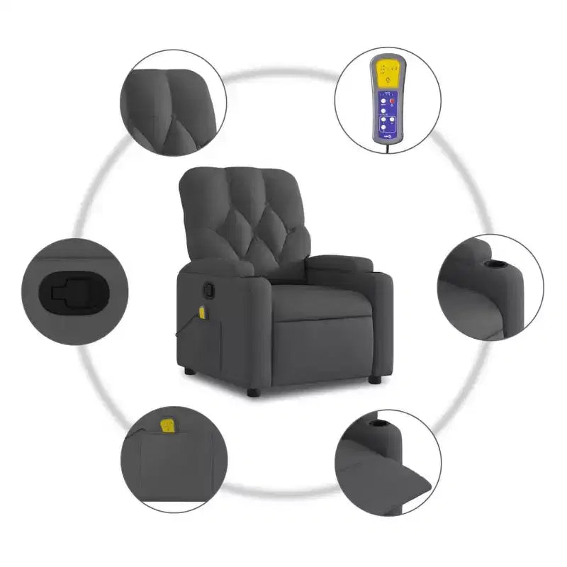 vidaXL Massage Recliner Chair Light Gray Fabric