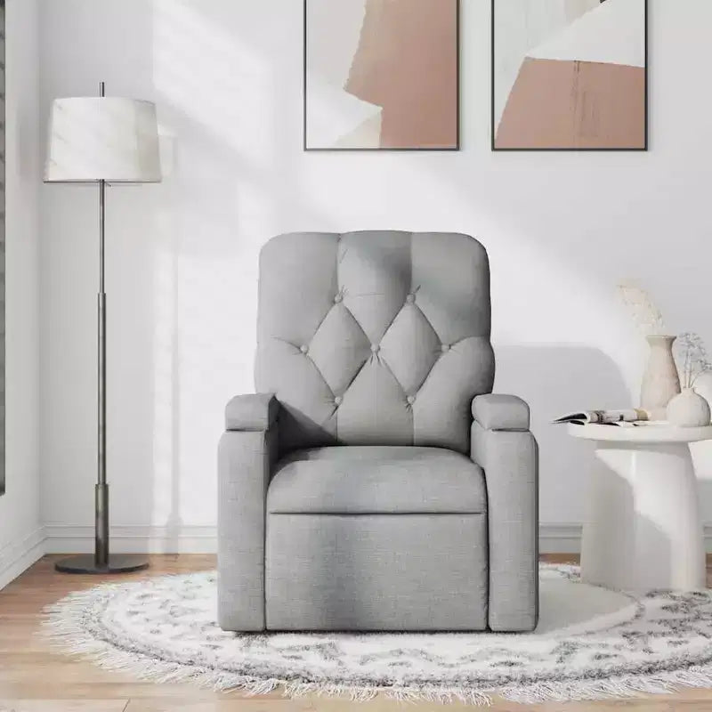 vidaXL Massage Recliner Chair Light Gray Fabric