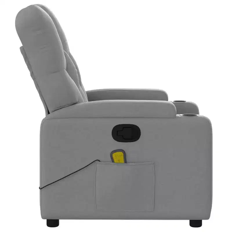 vidaXL Massage Recliner Chair Light Gray Fabric