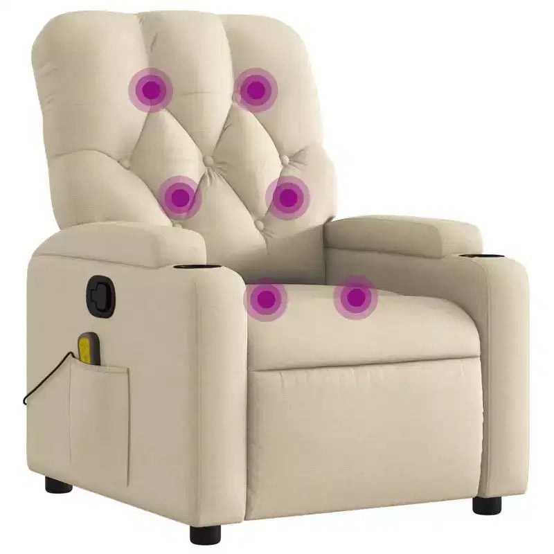 vidaXL Massage Recliner Chair Light Gray Fabric
