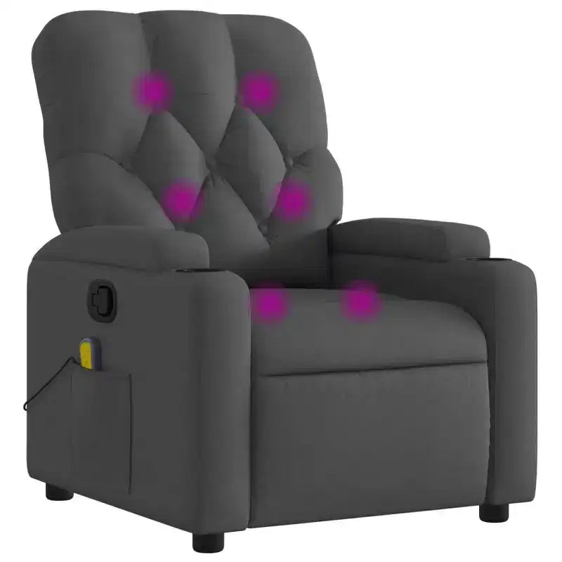 vidaXL Massage Recliner Chair Light Gray Fabric