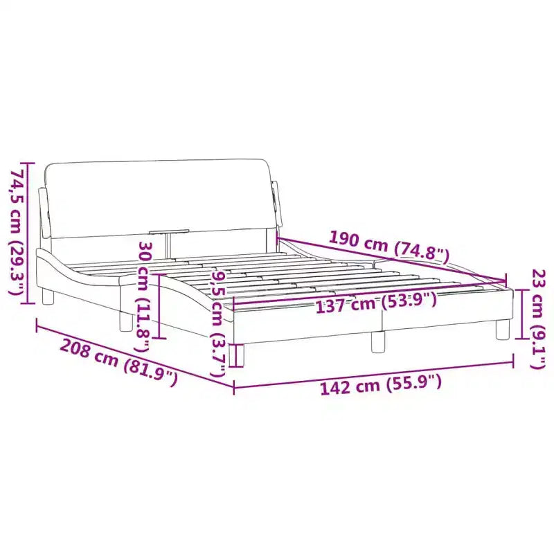 vidaXL Bed Frame without Mattress Platform Bed Base Bedstead Fabric