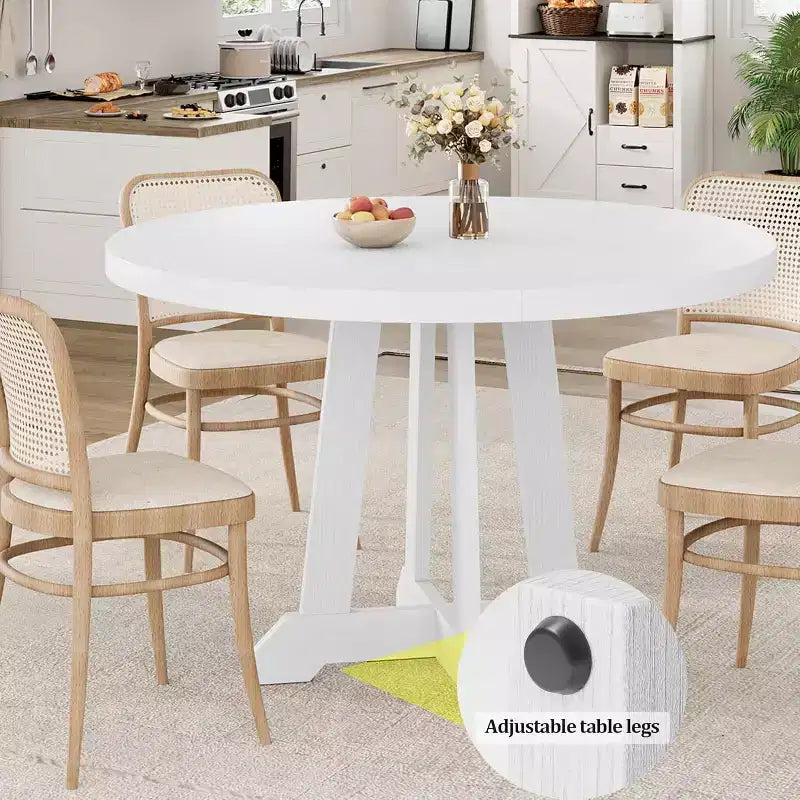47 Inch Round Dining Table, Wood Kitchen Dining Room Table for 4-6, Circle Dinner Tables