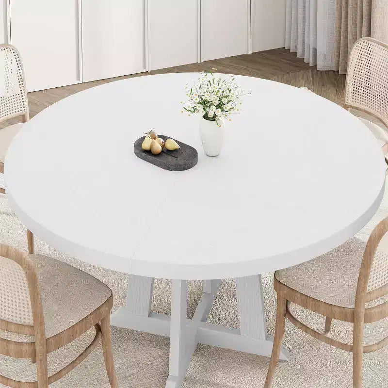 47 Inch Round Dining Table, Wood Kitchen Dining Room Table for 4-6, Circle Dinner Tables