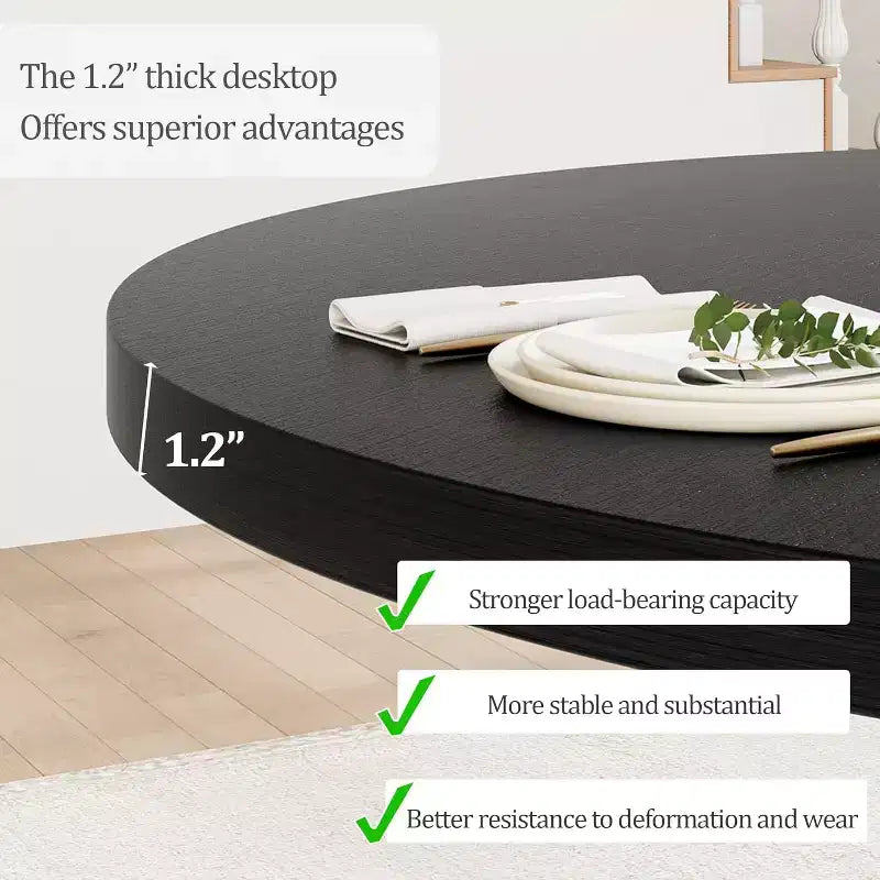 47 Inch Round Dining Table, Wood Kitchen Dining Room Table for 4-6, Circle Dinner Tables