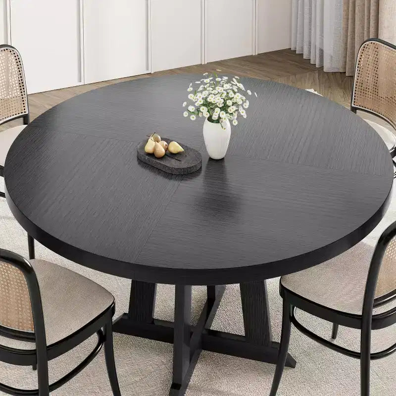 47 Inch Round Dining Table, Wood Kitchen Dining Room Table for 4-6, Circle Dinner Tables