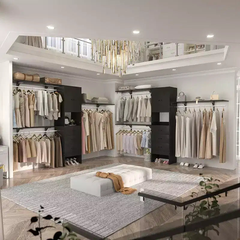 Besiost 20-120 W Wooden Closet System with Doors and Drawers