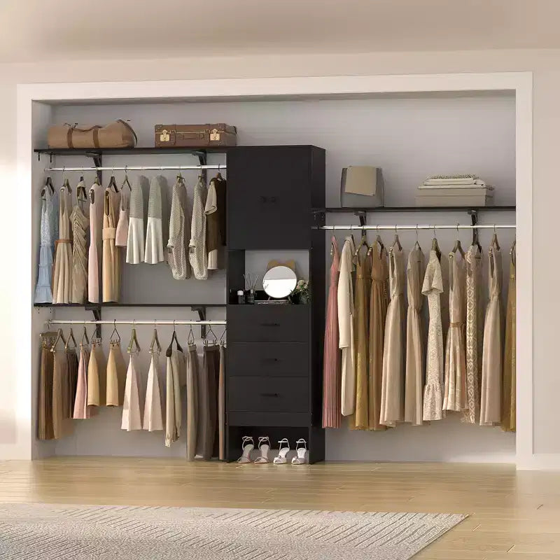 Besiost 20-120 W Wooden Closet System with Doors and Drawers