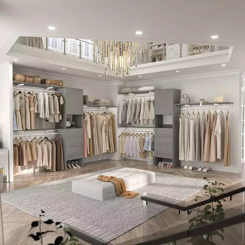 Besiost 20-120 W Wooden Closet System with Doors and Drawers