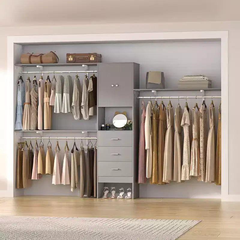 Besiost 20-120 W Wooden Closet System with Doors and Drawers
