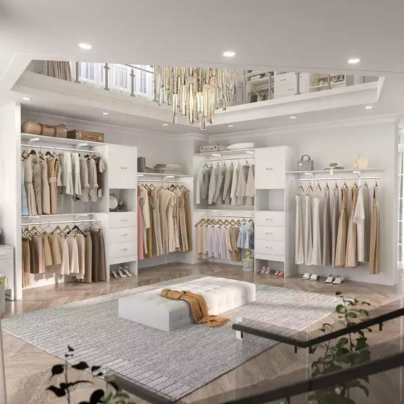 Besiost 20-120 W Wooden Closet System with Doors and Drawers