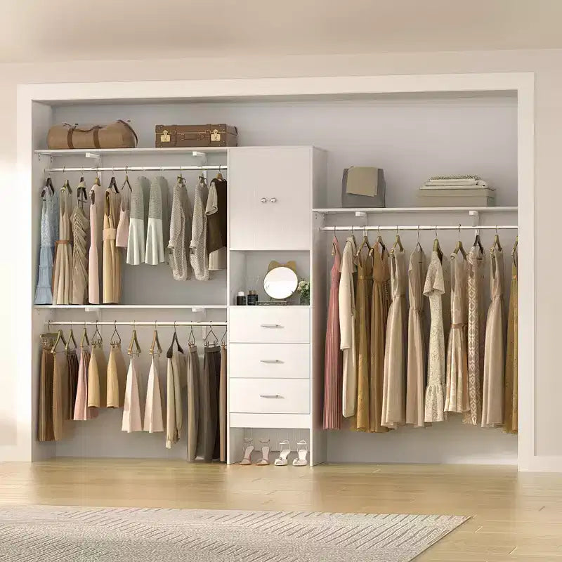 Besiost 20-120 W Wooden Closet System with Doors and Drawers