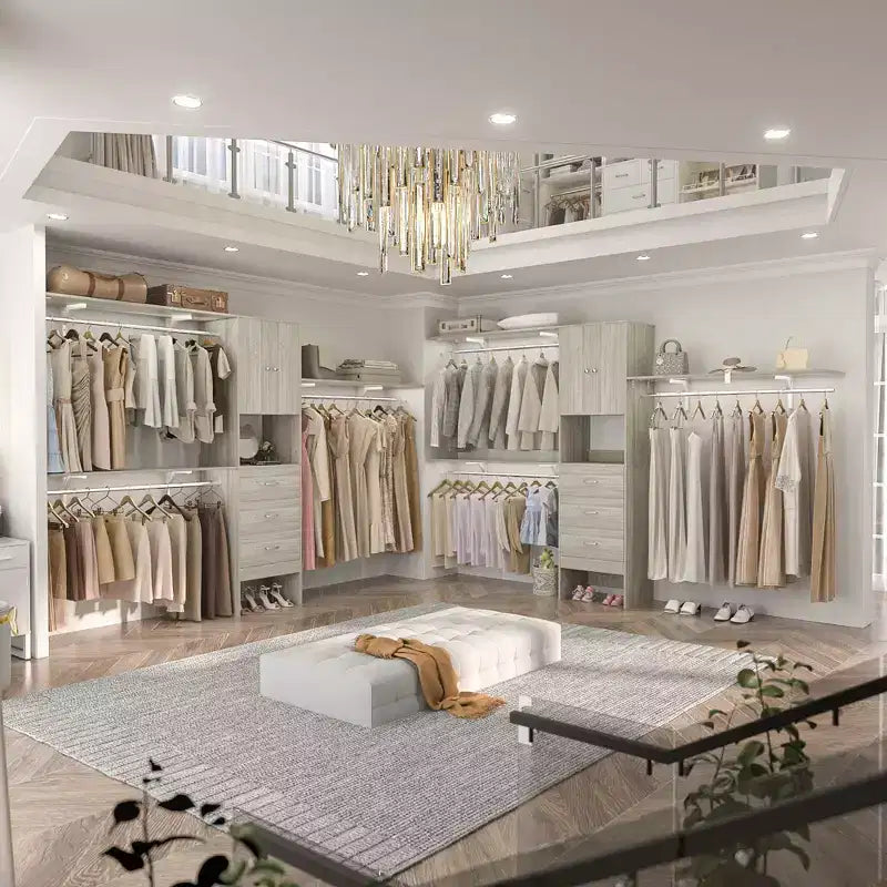 Besiost 20-120 W Wooden Closet System with Doors and Drawers
