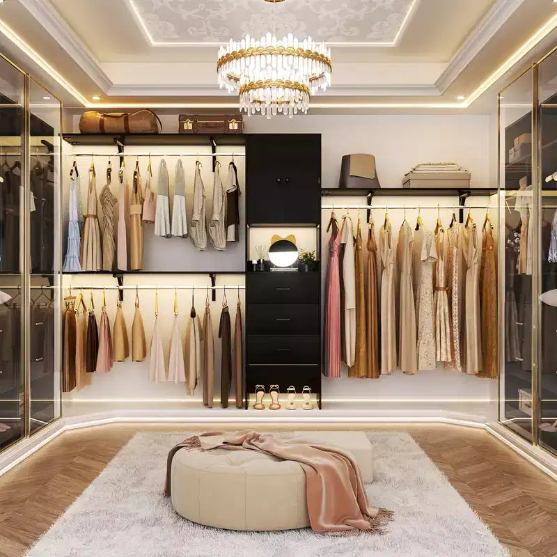 Besiost 20-120 W Wooden Closet System with Doors and Drawers